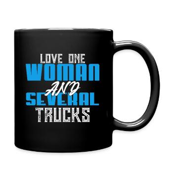 Love a woman and several trucks - Full Colour Mug - black - Right
