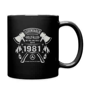 Legendärer Holzfäller Geboren 1981 Geschenk - Tasse einfarbig - Schwarz - Rechts
