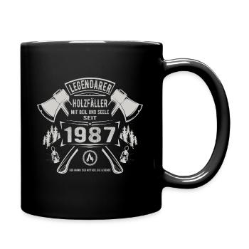 Legendärer Holzfäller Geboren 1987 Geschenk - Tasse einfarbig - Schwarz - Rechts