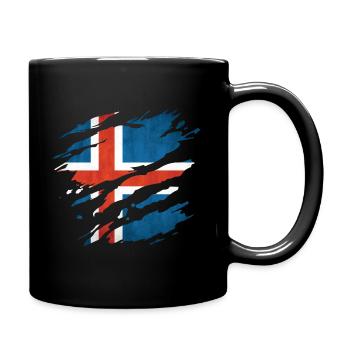 Island - Nationalfahne, Kratzer, Risse - Tasse einfarbig - Schwarz - Rechts