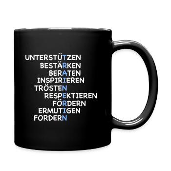 Beste Trainerin - unterstützt und inspiriert - Tasse einfarbig - Schwarz - Rechts