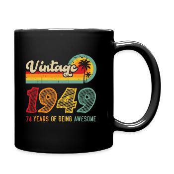 Vintage 1949, birthday gift 74 years - Full Colour Mug - black - Right