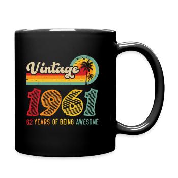 Vintage 1961, birthday gift 62 years - Full Colour Mug - black - Right