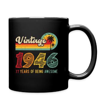Vintage 1946, birthday gift 77 years - Full Colour Mug - black - Right