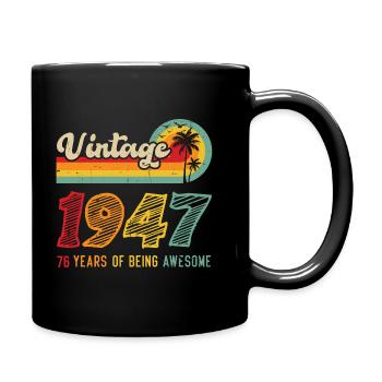 Vintage 1947, birthday gift 76 years - Full Colour Mug - black - Right