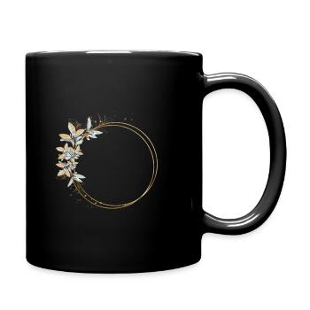 Eucalyptus Blue Gold Circle customizable - Full Colour Mug - black - Right