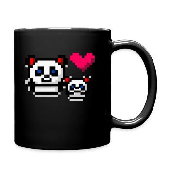 Panda Mom n Child - Tasse einfarbig - Schwarz - Rechts