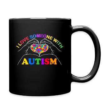 I love someone with autism awareness month - Full Colour Mug - black - Right