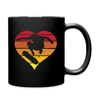 Skateboard retro heart - Full Colour Mug - black - Right