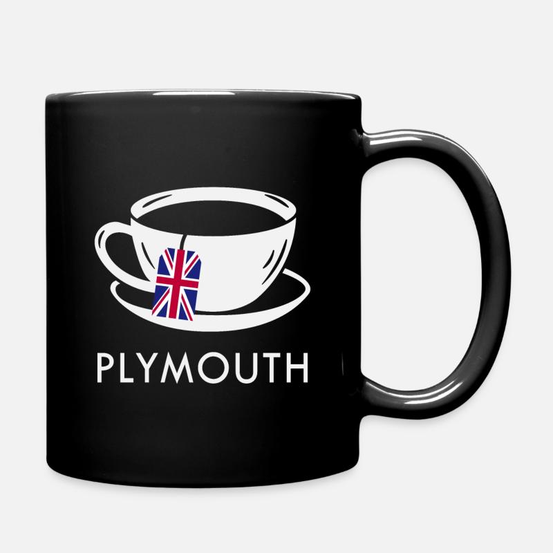 Plymouth Tea Cup UK Flag Teabag - Full Colour Mug - black
