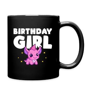 Anniversaire Fille Dinosaure Fête Enfant - Mug uni - noir - Droite