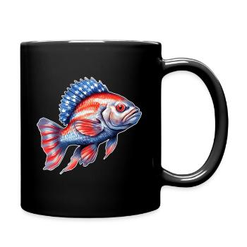 USA Perch Fishing Tshirt - Full Colour Mug - black - Right