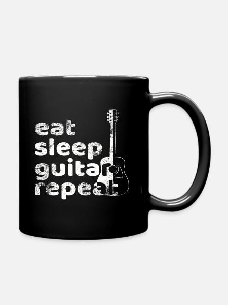 Eat Sleep Guitar Repeat - Tasse einfarbig - Schwarz