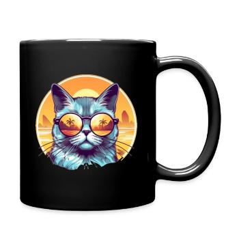 Sunset Cat - Full Colour Mug - black - Right