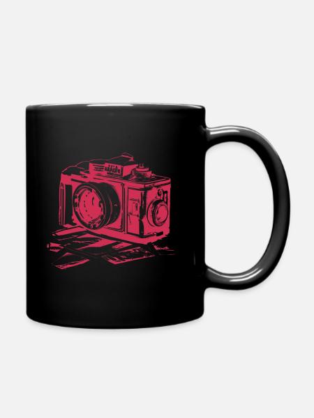 Vintage analog camera, magenta - Full Colour Mug - black