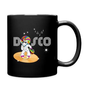 Einhorn Disco 80er Jahre Vintage Vinyl - Tasse einfarbig - Schwarz - Rechts