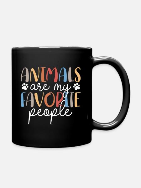 Tiere sind meine Lieblingsmenschen - Tasse einfarbig - Schwarz