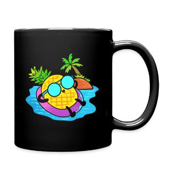 Ananas entspannen Tourist - Tasse einfarbig - Schwarz - Rechts