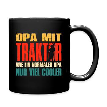 Opa Mit Traktor Wie Ein Normaler Opa Nur Cooler - Tasse einfarbig - Schwarz - Rechts