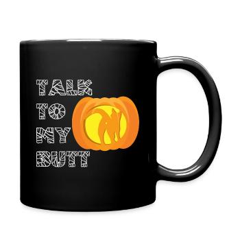 Kürbis Katze Hintern Halloween - Tasse einfarbig - Schwarz - Rechts