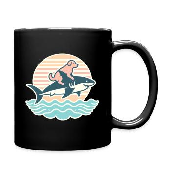 Schnauze trifft Flosse: Das ultimative Meer Duo! - Tasse einfarbig - Schwarz - Rechts