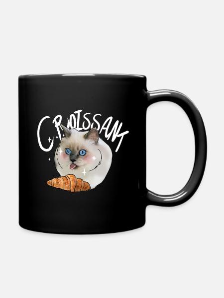 Croissant Katze - Tasse einfarbig - Schwarz