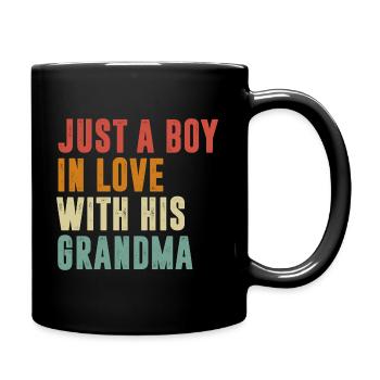 Love With His Grandma Retro Mom Mother's Day - Full Colour Mug - black - Right