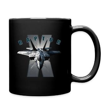 Kampfjet , Hobbyflugzeug, Raptor - Tasse einfarbig - Schwarz - Rechts