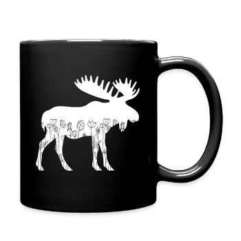 Cute Moose Lover Animal Flowers Floral - Full Colour Mug - black - Right