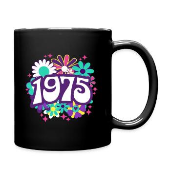 Retro Groovy Jahr 1975 Frauen 50 Jahre alter Geburtstag - Tasse einfarbig - Schwarz - Rechts