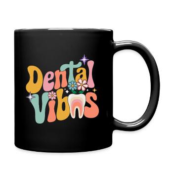 Groovy Retro Dental Woman Dentist - Full Colour Mug - black - Right