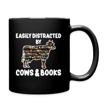 Loves Cows and Books Loves Animals - Full Colour Mug - black - Right