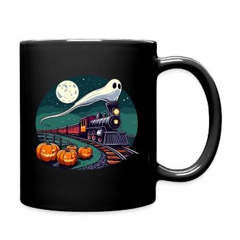 Halloween fantôme locomotive chemin de fer citrouille drôle - Mug uni - noir - Droite