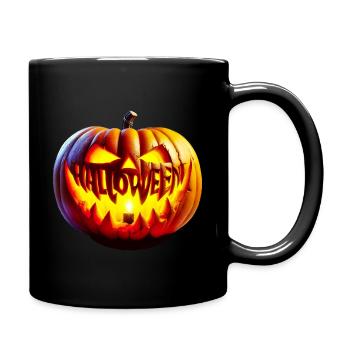Halloween Kürbis - Tasse einfarbig - Schwarz - Rechts