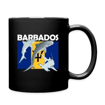 Flag of Barbados Tiger Shark Hammerhead Shark - Full Colour Mug - black - Right
