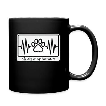 My dog is my therapist - Hearbeat&Pawprint Design - Full Colour Mug - black - Right