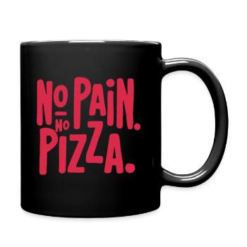 Design motivant « No Pain, No Pizza » - Mug uni - noir - Droite