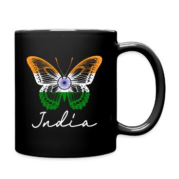 Schmetterling Indian Flagge Damen - Tasse einfarbig - Schwarz - Rechts