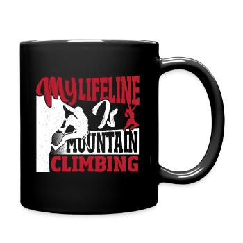 Meine Lebensader sind Bergsteigen, Wanderabenteuer - Tasse einfarbig - Schwarz - Rechts