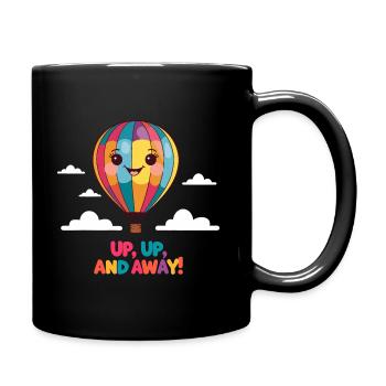 Cheerful Hot Air Balloon Cartoon - Full Colour Mug - black - Right