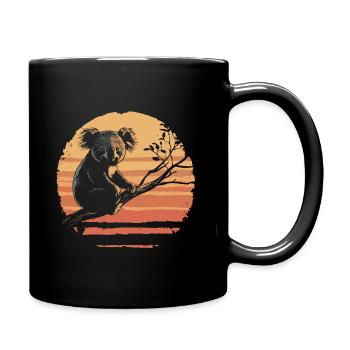 Koala sur arbre Vintage coucher de soleil - Mug uni - noir - Droite