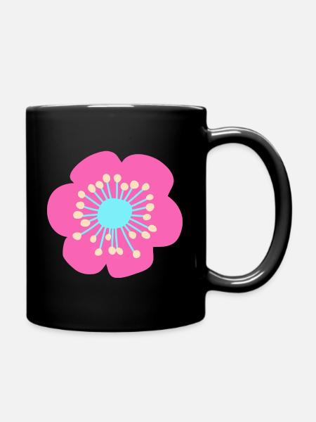 Fleur rose et cyan - Mug uni - noir