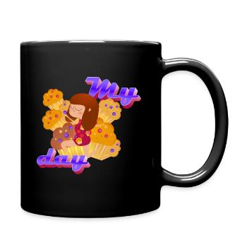 Mein Tag - Tasse einfarbig - Schwarz - Rechts