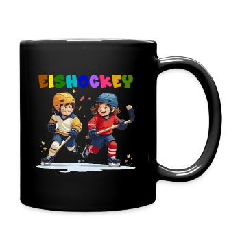 Eishockey Fan Kinder Schlittschuhe Geschenk - Tasse einfarbig - Schwarz - Rechts