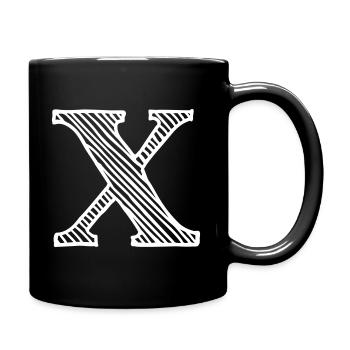 X Schraffiert - Tasse einfarbig - Schwarz - Rechts