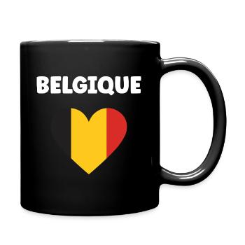 Belgique Coeur Tricolore - Mug uni - noir - Droite