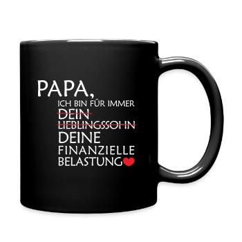 Papa: Finanzielle Belastung - Geschenk - Tasse einfarbig - Schwarz - Rechts