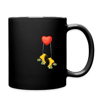 Ein Herz für Rollschuhfahren Skater Rollschuhe - Tasse einfarbig - Schwarz - Rechts