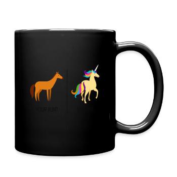 Deine Tante | Meine Tante Einhorn Familie Geschenk - Tasse einfarbig - Schwarz - Rechts