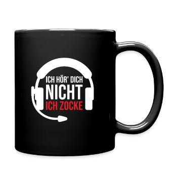 Ich höre dich nicht ich zocke | Zocker Spruch - Tasse einfarbig - Schwarz - Rechts